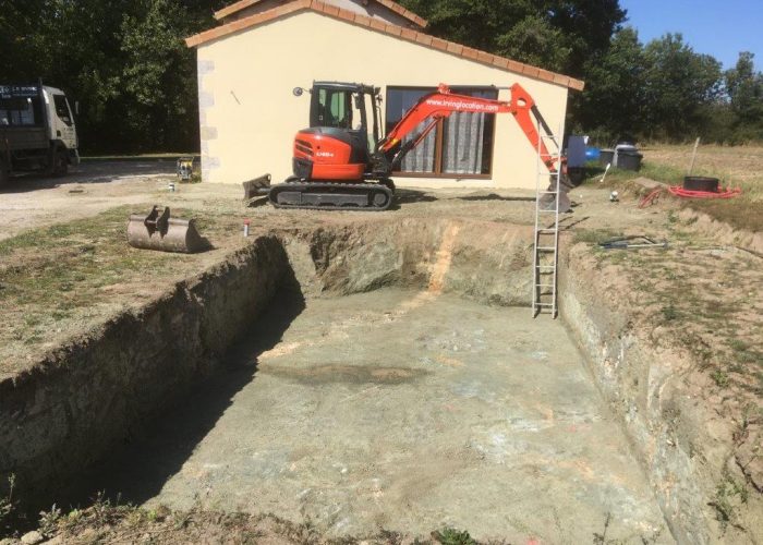 large hole dug out using a 4.8 tonne mini-digger from Irving Location